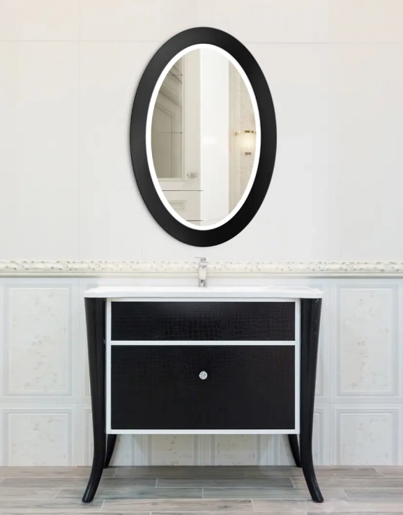 Zrkadlá do kúpeľne - Gaudia Zrkadlo Balde Oval LED Black