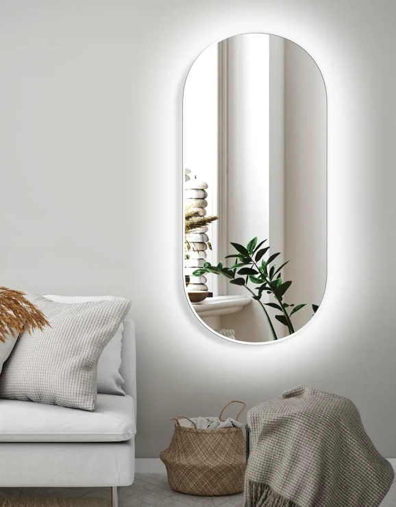 Zrkadlá do kúpeľne - Gaudia Zrkadlo Zeta SLIM biele LED Ambient