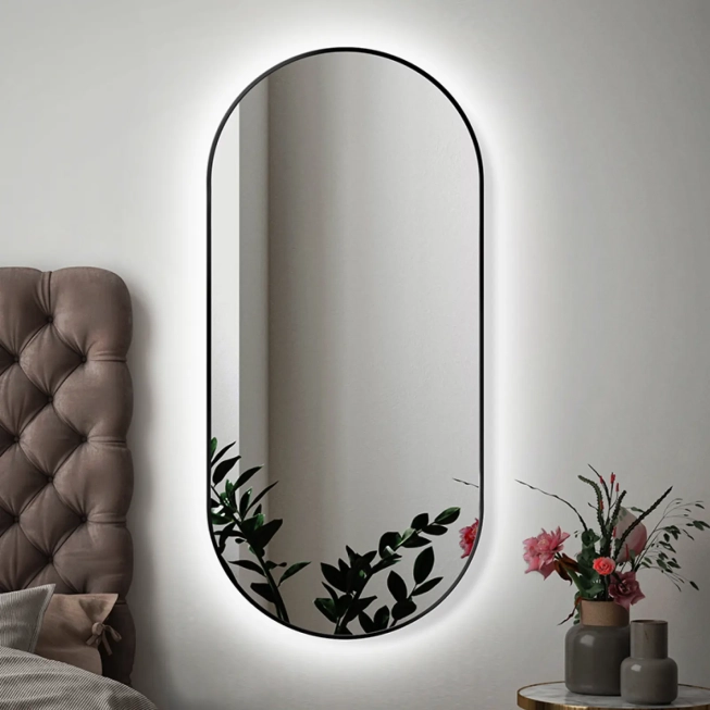 Zrkadlá do kúpeľne - Gaudia Zrkadlo Zeta SLIM Black LED Ambient