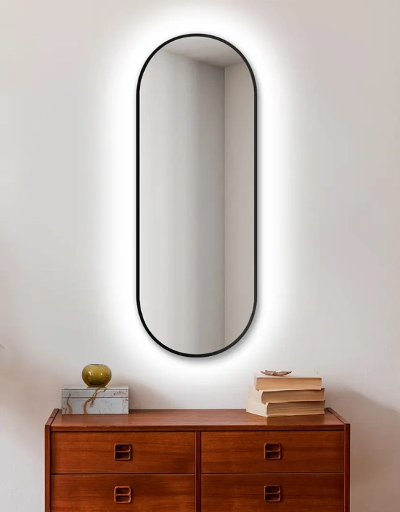 Zrkadlá do kúpeľne - Gaudia Zrkadlo Zeta SLIM Black LED Ambient