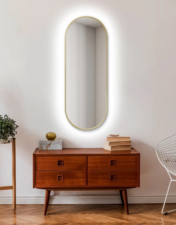 Zrkadlá do kúpeľne - Gaudia Zrkadlo Zeta SLIM Gold LED Ambient