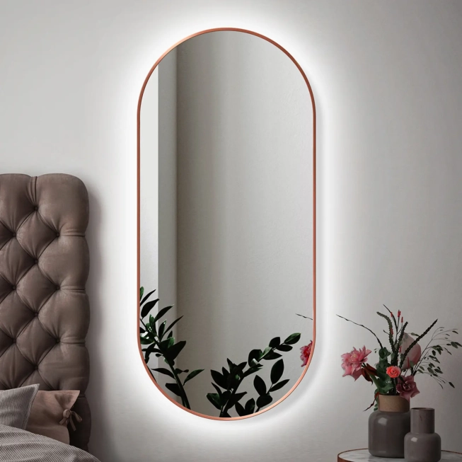 Zrkadlá do kúpeľne - Gaudia Zrkadlo Zeta SLIM Copper LED Ambient