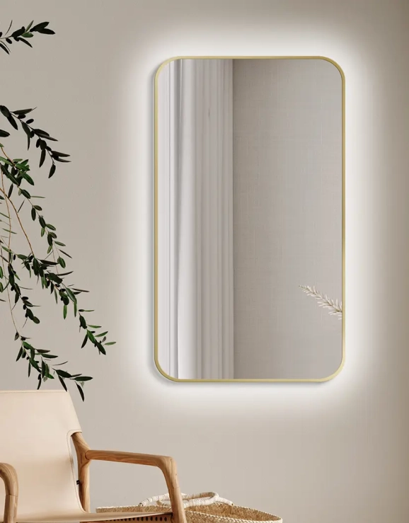 Zrkadlá do kúpeľne - Gaudia Zrkadlo Mirel SLIM LED Ambient Gold