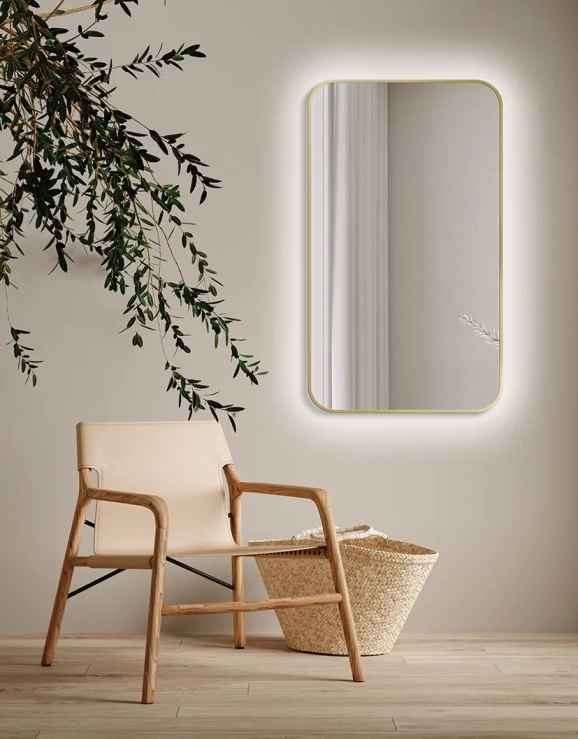 Zrkadlá do kúpeľne - Gaudia Zrkadlo Mirel SLIM LED Ambient Gold