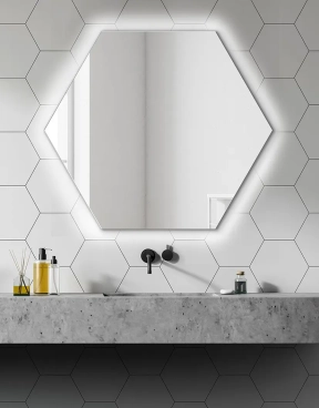 Zrkadlá do kúpeľne- Gaudia Zrkadlo Puro Hexagon LED